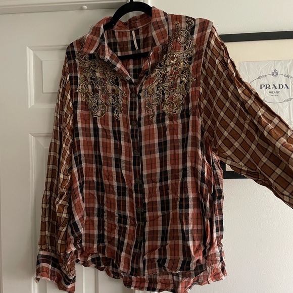 Free People embroidered button down - Picture 6 of 8